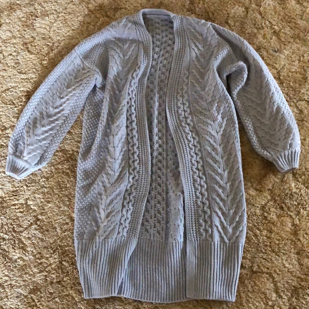 Long gray sweater cardigan